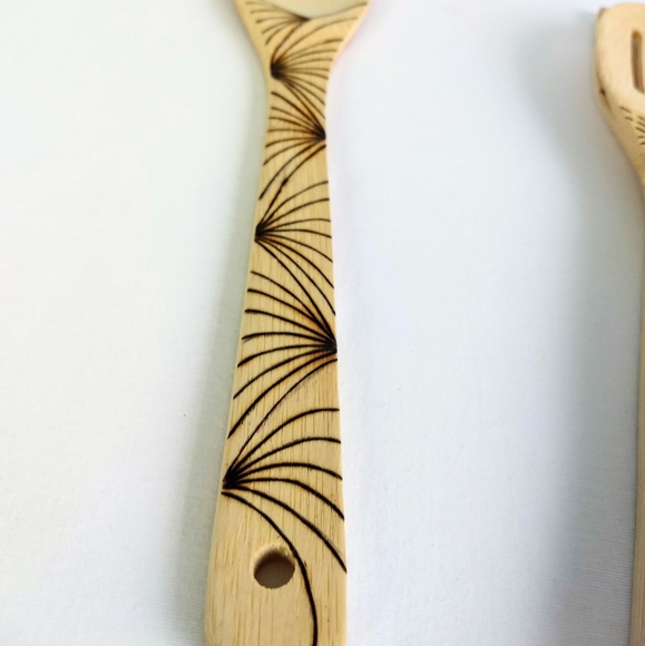 Hand Woodburned Bamboo Kitchen Spoons Set - Picture 2 of 4